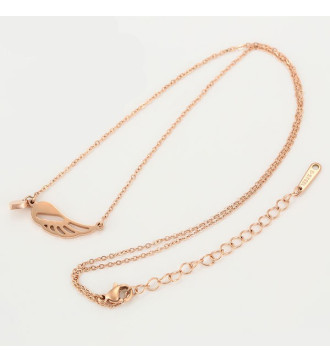 Védelmező angyalszárny nyaklánc nemesacélból, rozé arany bevonattal