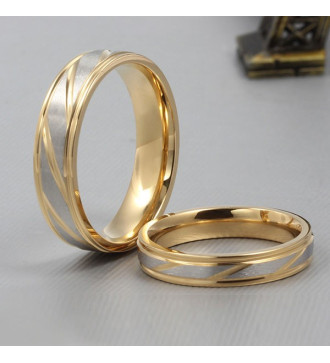 Aranyozott, vésett mintájú férfi nemesacél karikagyűrű