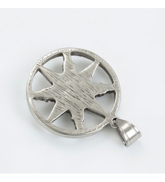 Antik díszítésű, acél iránytű medál nyakláncon Antik díszítésű, acél iránytű medál nyakláncon