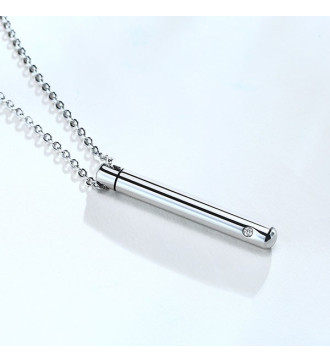 Nyitható nemesacél henger medál cirkóniával - tölcsérrel