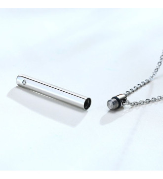 Nyitható nemesacél henger medál cirkóniával - tölcsérrel