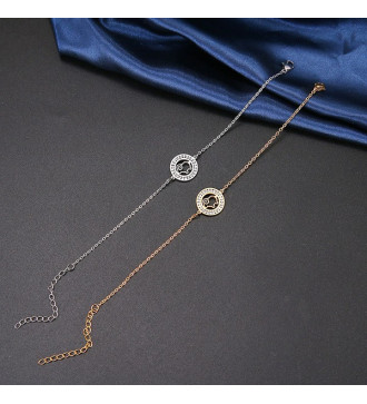 Bárány, kristályokkal díszített nemesacél karlánc - arany bevonattal