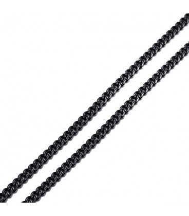 Sűrű láncszemes nemesacél nyaklánc (55 cm - 3 mm) - Fekete