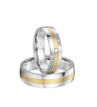 Egyedi, arany sávos női titán karikagyűrű, cirkónia kövekkel