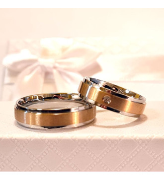 Rozé arany sávos férfi nemesacél karikagyűrű