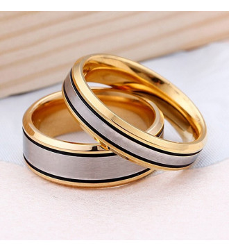 Fekete-ezüst sávos férfi nemesacél karikagyűrű