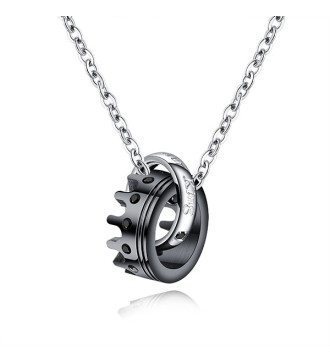 Kristályos koronák, nemesacél páros medál szett nyaklánccal Kristályos koronák, nemesacél páros medál szett nyaklánccal