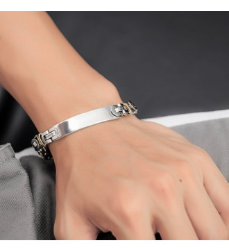 Egyedi láncszemes, gravírozható nemesacél karkötő férfiaknak