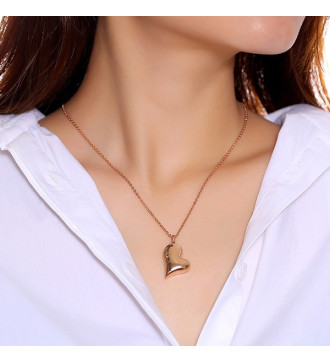 Szív alakú nemesacél kegyeleti medál nyaklánccal, rozé arany bevonattal Szív alakú nemesacél kegyeleti medál nyaklánccal, rozé arany bevonattal