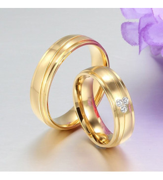 Aranyozott, férfi nemesacél karikagyűrű - átlós mintával