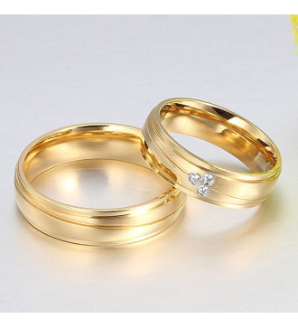 Aranyozott, férfi nemesacél karikagyűrű - átlós mintával