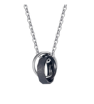 Csillogó szemcsés, dupla gyűrűs páros nyaklánc szett, nemesacélból Csillogó szemcsés, dupla gyűrűs páros nyaklánc szett, nemesacélból