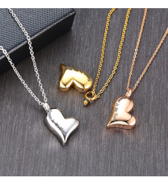 Szív alakú nemesacél kegyeleti medál nyaklánccal, gravírozott szöveggel