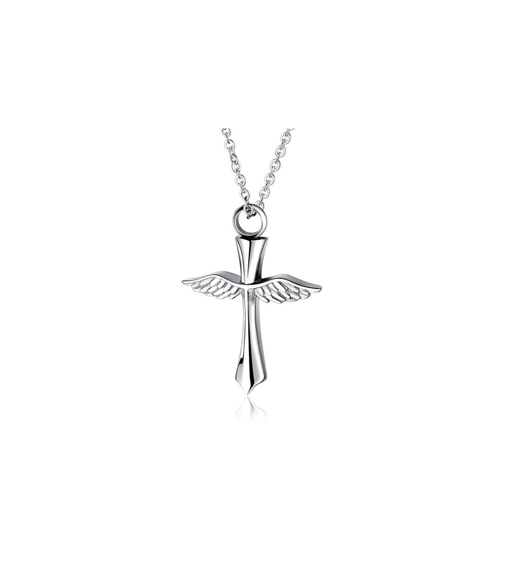 Angyal nemesacél kegyeleti medál nyakláncon, tölcsérrel