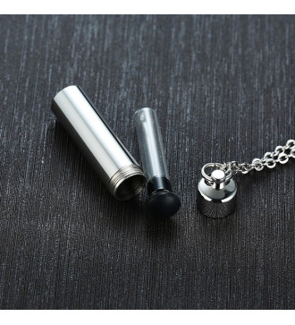 Gravírozható, nyitható henger alakú nemesacél medál nyaklánccal - 41 mm