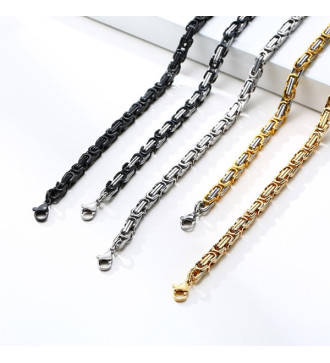 Bizánci stílusú nemesacél nyaklánc -fekete