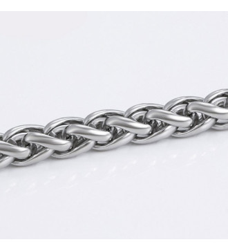 Vastag, fonott szemes acél nyaklánc férfiaknak (6 mm x 60 cm) Vastag, fonott szemes acél nyaklánc férfiaknak (6 mm x 60 cm)