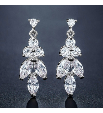 3 részes, kristálylevél esküvői ékszerszett