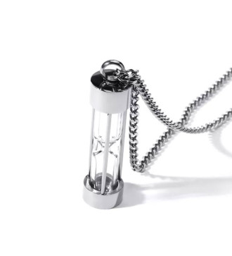 Nemesacél homokóra medál, nyakláncon - nyitható Nemesacél homokóra medál, nyakláncon - nyitható