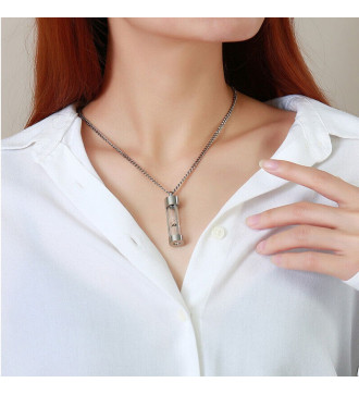 Nemesacél homokóra medál, nyakláncon - nyitható Nemesacél homokóra medál, nyakláncon - nyitható