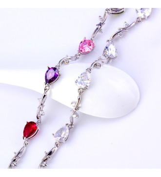 Színes cirkónia köves karkötő, ródium bevonattal