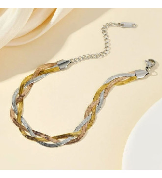 Trikolor, fonott nemesacél karkötő