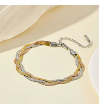 Trikolor, fonott nemesacél karkötő