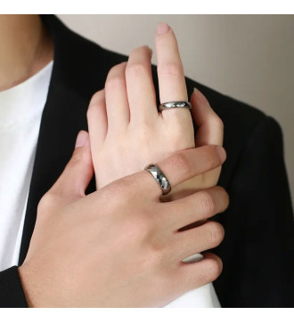 Fazettált csiszolású, prémium női tungsten karikagyűrű