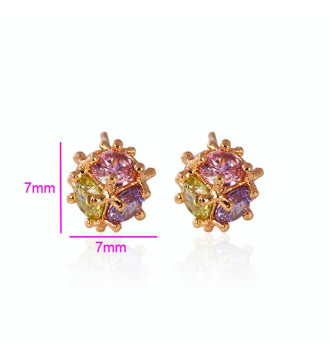 Színes cirkónia köves gömb fülbevaló - 18k gold filled