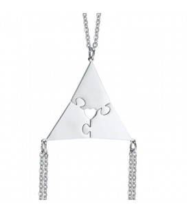 Puzzle háromszög- 3 részes, gravírozható szeretet medál+nyaklánc szett nemesacélból