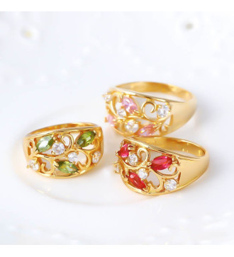 Elegáns 18k gold filled koktél gyűrű - Lila-Fehér