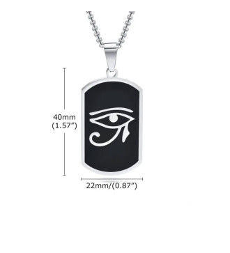 Hórusz szeme, nemesacél medál nyakláncon Hórusz szeme, nemesacél medál nyakláncon