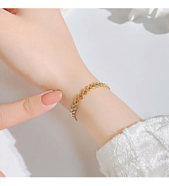 Szív láncszemes orvosi fém karkötő, arany bevonattal