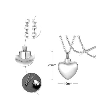 Orvosi fém kegyeleti szív medál nyakláncon, tölcsérrel Orvosi fém kegyeleti szív medál nyakláncon, tölcsérrel