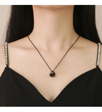 Fekete szív, nemesacél kegyeleti urna medál nyakláncon, fekete színben Fekete szív, nemesacél kegyeleti urna medál nyakláncon, fekete színben