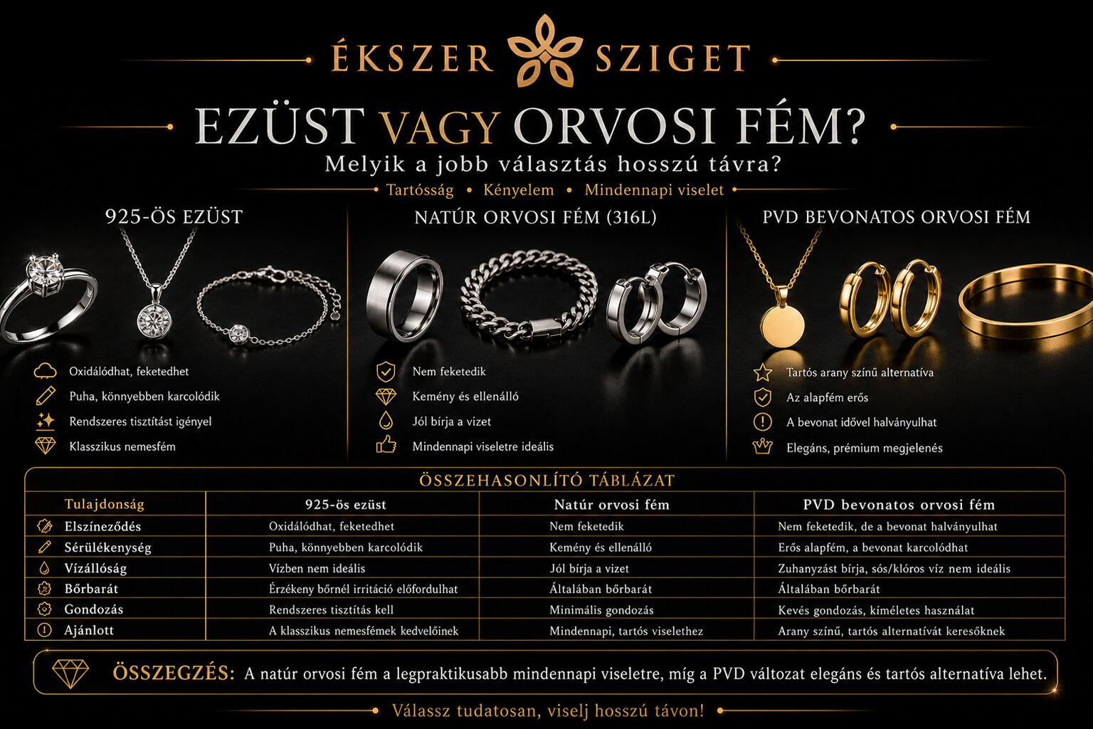 Ezüst ékszer vs Orvosi fém ékszer
