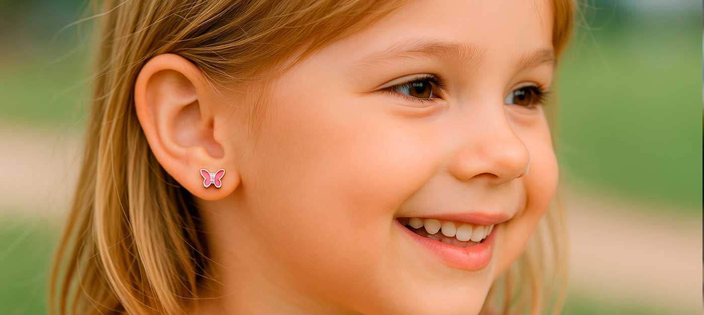 Orvosi fém kislány fülbevaló